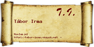 Tábor Irma névjegykártya